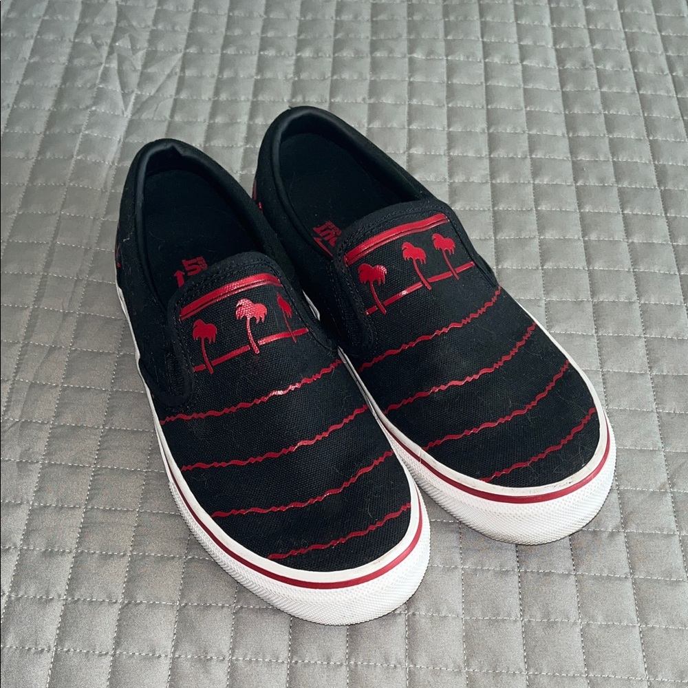 Black and Red Slip-On Sneakers